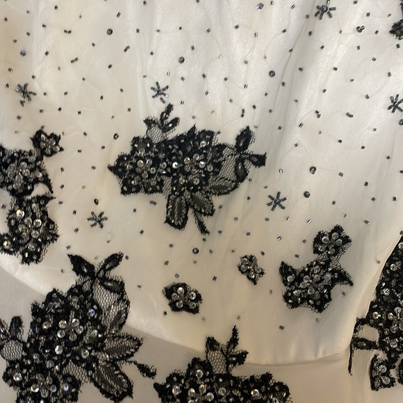 100% silk beaded lace bust mermaid hem gown - Picture 3 of 13